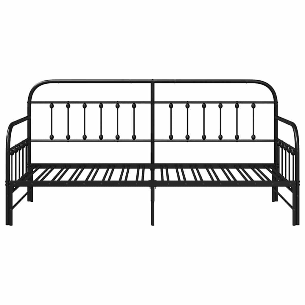 Dagsengeramme med hodegjerde Svart 90 x 200 cm Stål