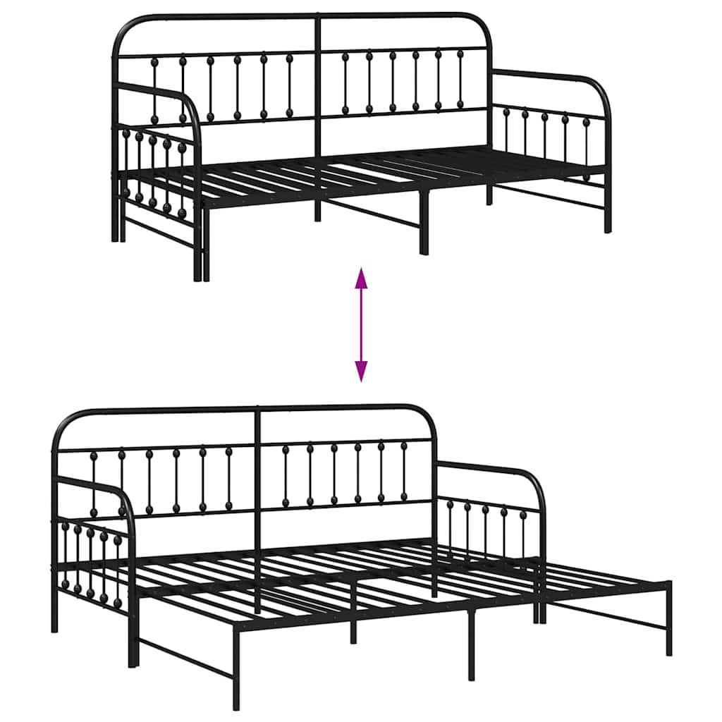 Dagsengeramme Svart 90 x 200 cm Pulverlakkert stål