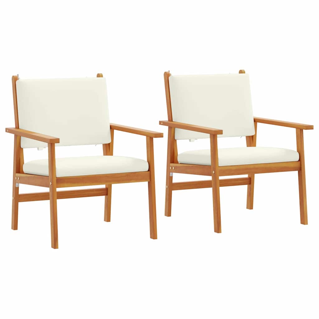 Hage Stol med pute 2 pcs Brun Massivt akasietre