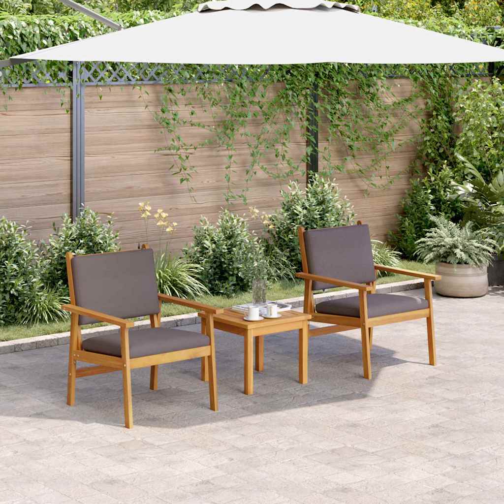 Hage Stol med pute 2 pcs Brun Massivt akasietre