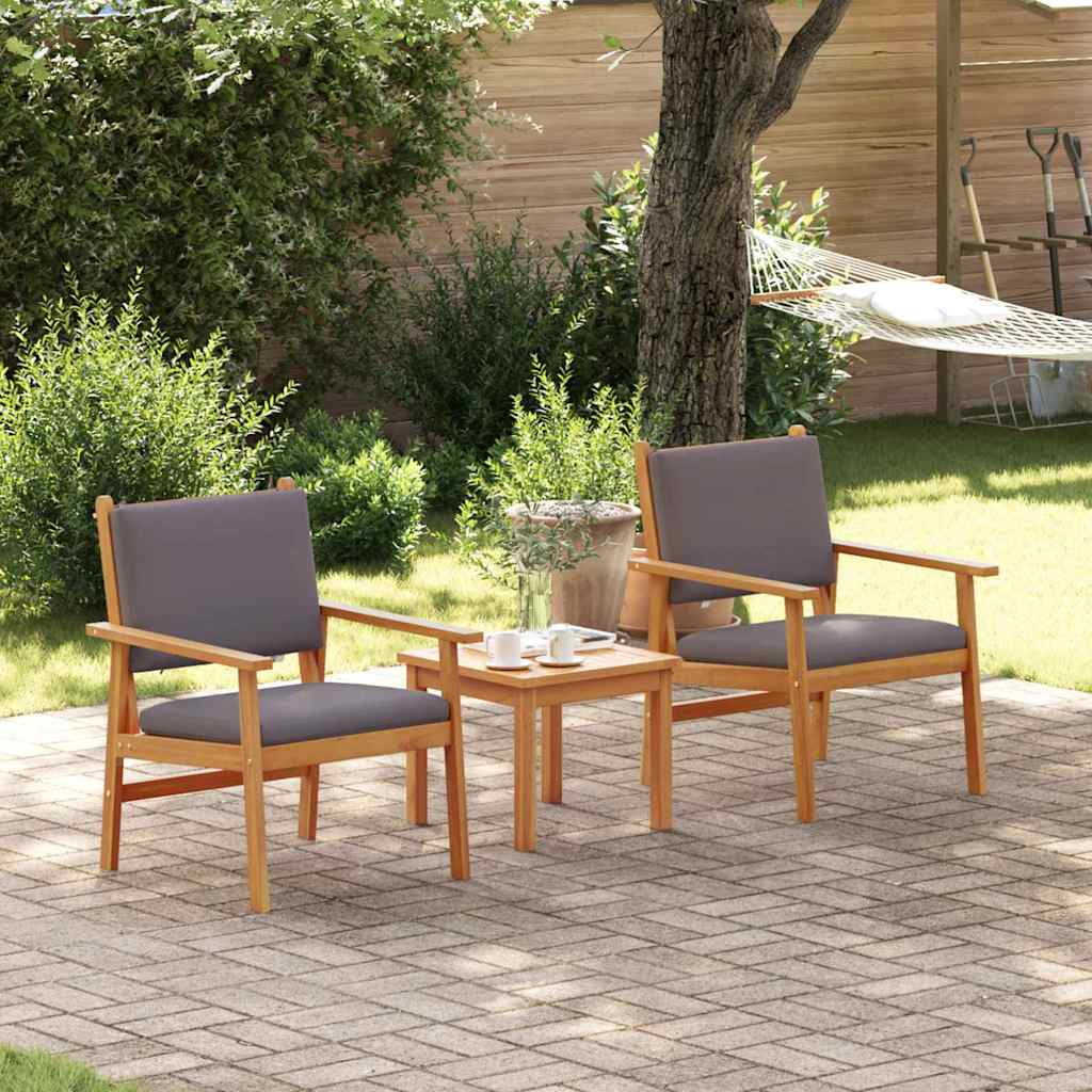 Hage Stol med pute 2 pcs Brun Massivt akasietre