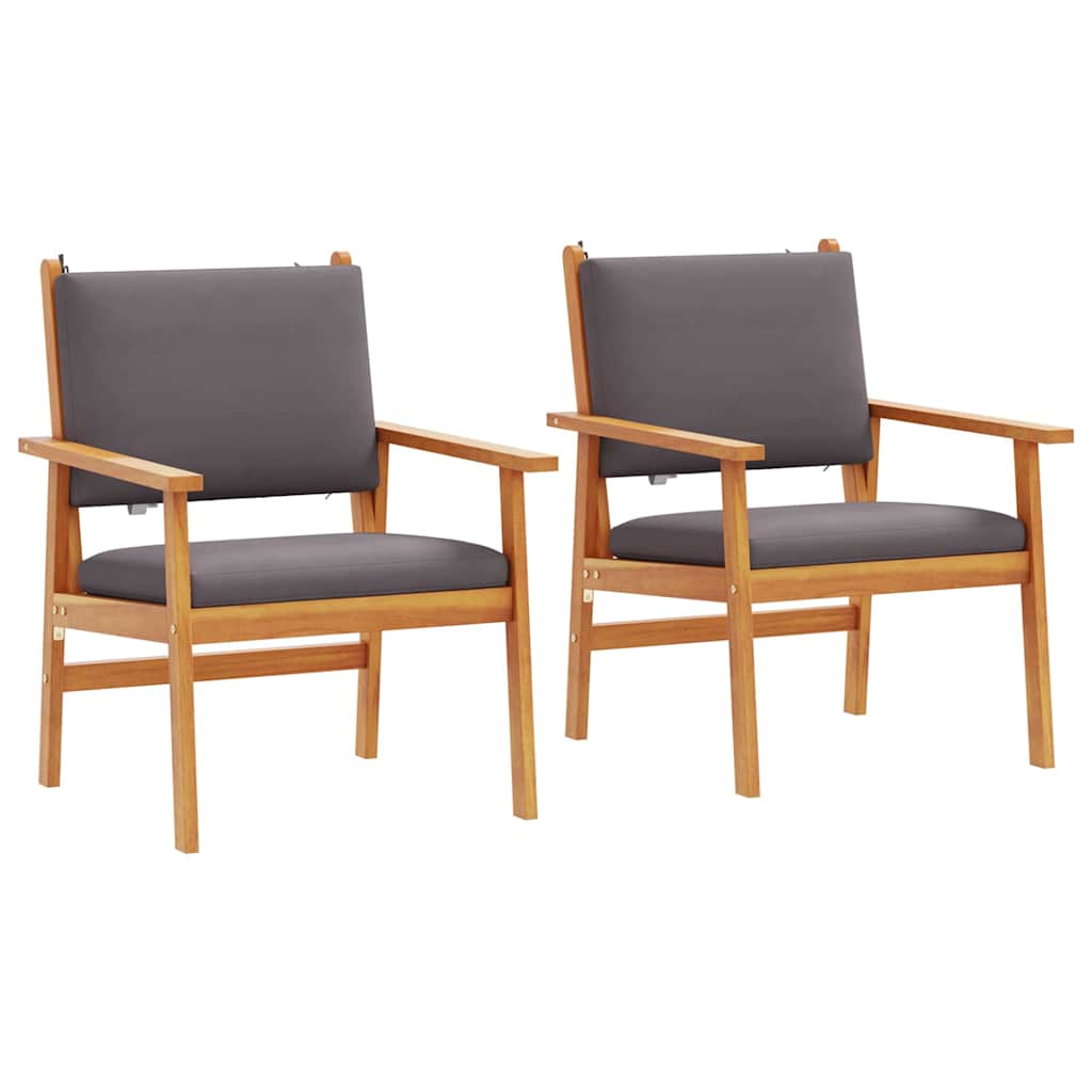 Hage Stol med pute 2 pcs Brun Massivt akasietre