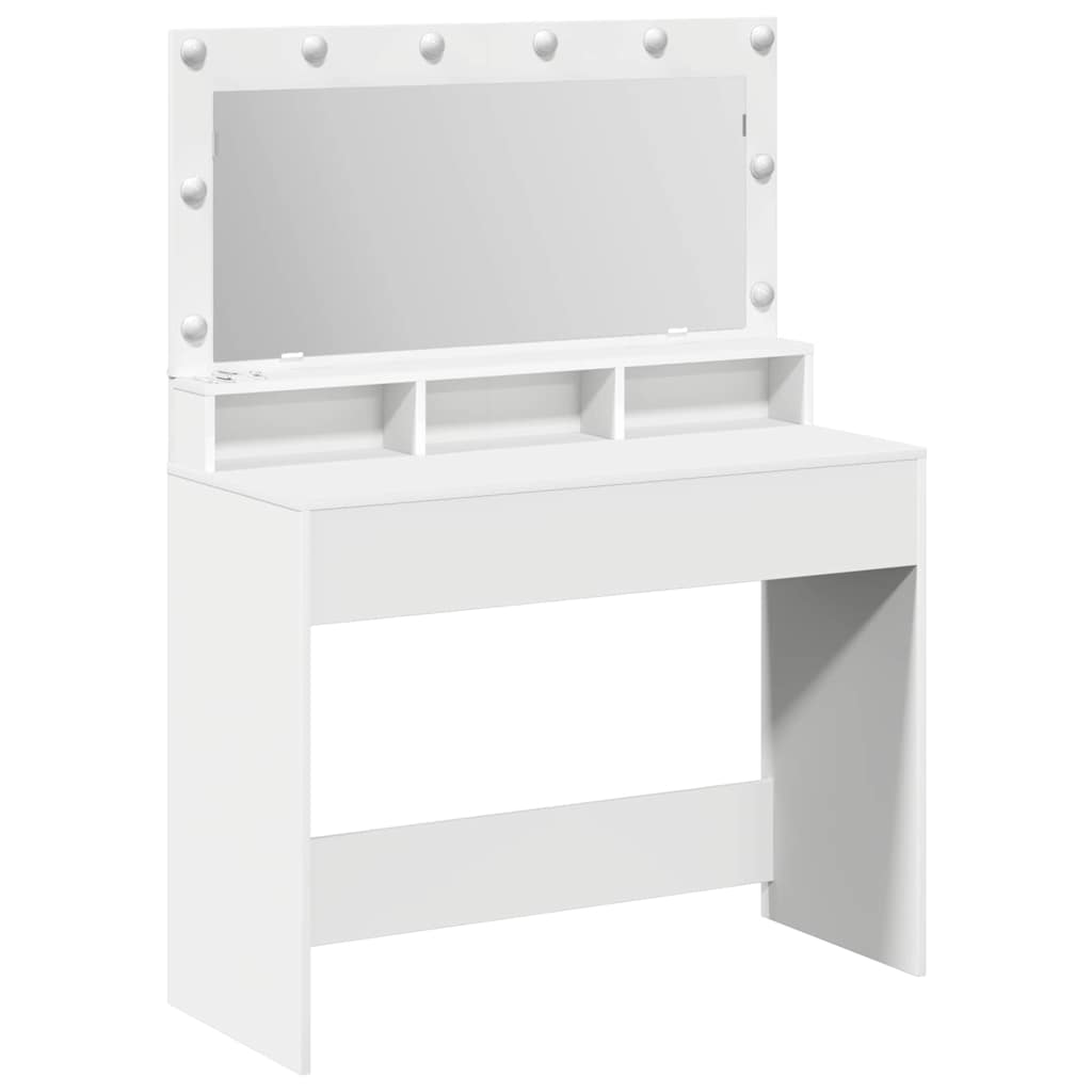 Sminkebord med speillys Hvit 100 x 41 x 135 cm Konstruert tre
