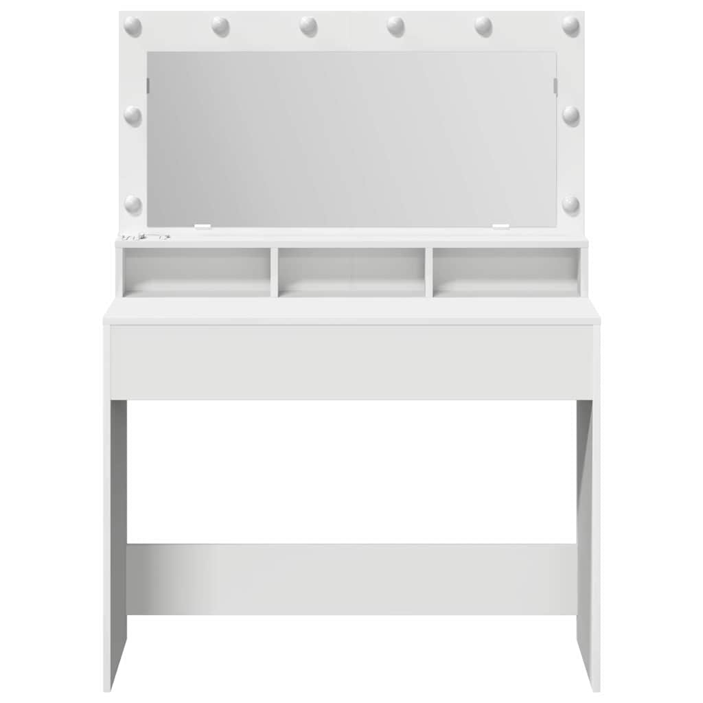Sminkebord med speillys Hvit 100 x 41 x 135 cm Konstruert tre