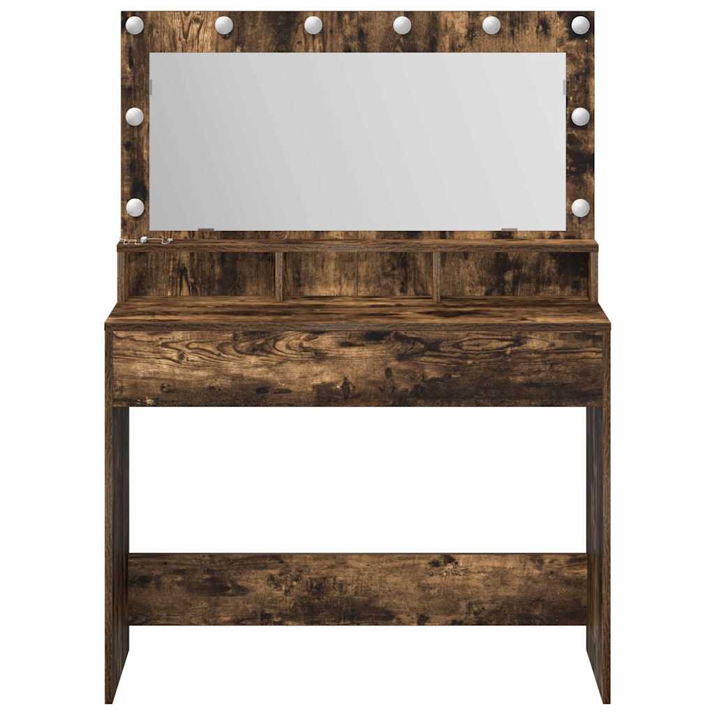 Sminkebord med hylle Røkt eik 100 x 41 x 135 cm Konstruert tre