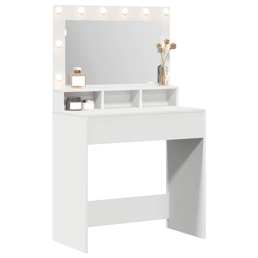 Sminkebord med speillys Hvit 78,5 x 41 x 135 cm Konstruert tre