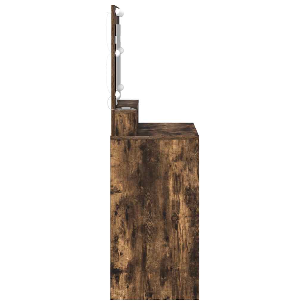 Sminkebord med hylle Røkt eik 75,5 x 41 x 135 cm Konstruert tre