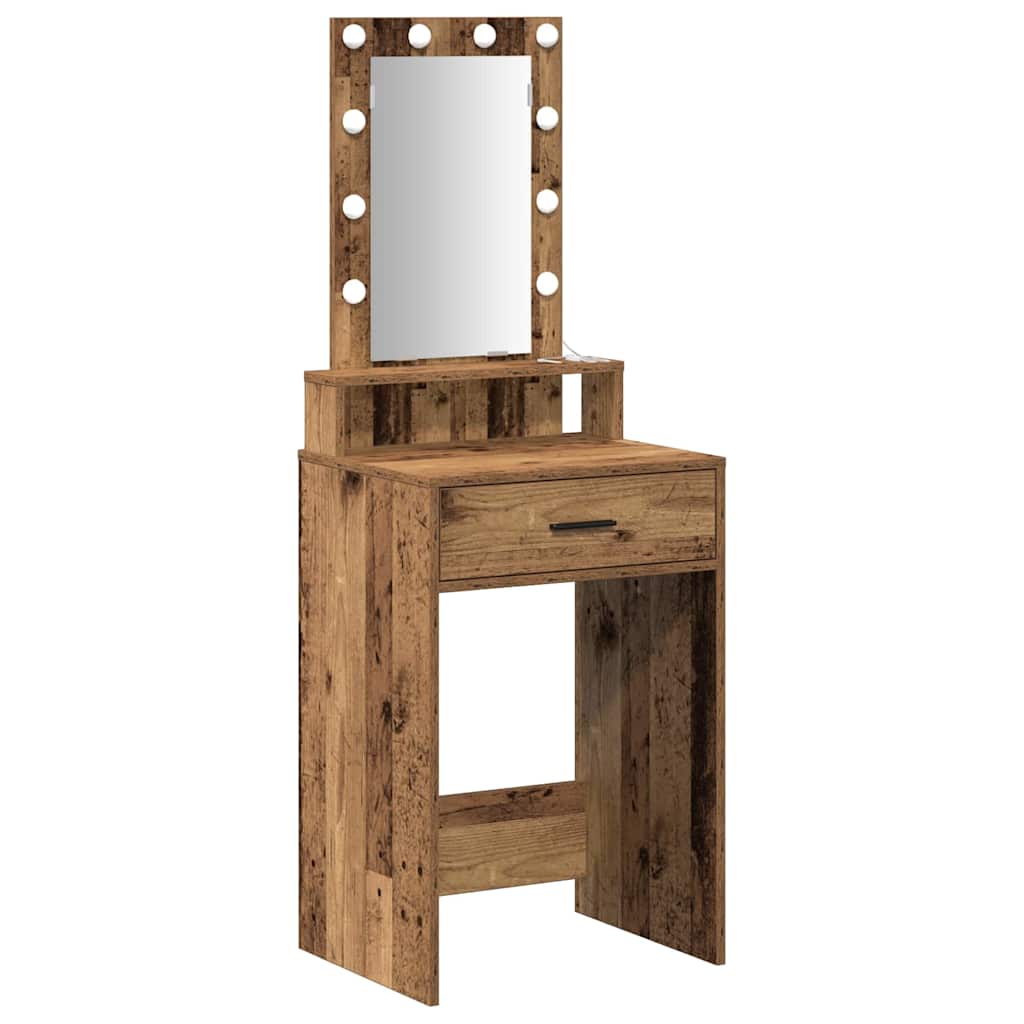 Sminkebord med speillys Brun 50 x 41 x 140 cm Konstruert tre