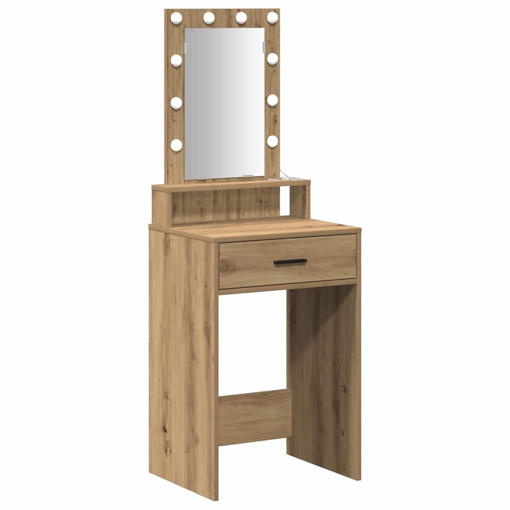 Sminkebord med speillys Brun 50 x 41 x 140 cm Konstruert tre