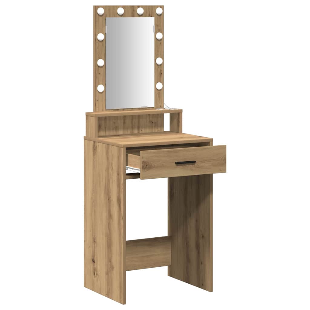 Sminkebord med speillys Brun 50 x 41 x 140 cm Konstruert tre