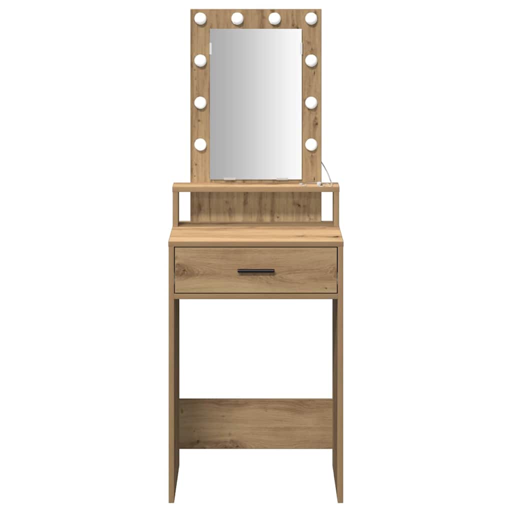 Sminkebord med speillys Brun 50 x 41 x 140 cm Konstruert tre