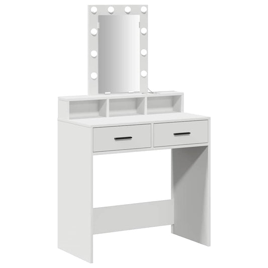 Sminkebord med speillys Hvit 79 x 41 x 140 cm Konstruert tre