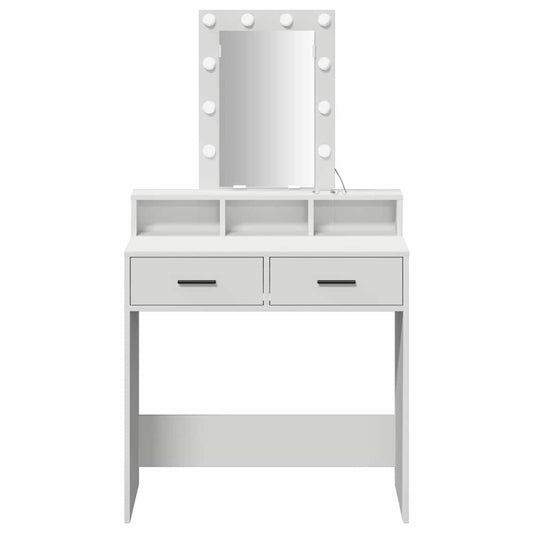 Sminkebord med speillys Hvit 79 x 41 x 140 cm Konstruert tre