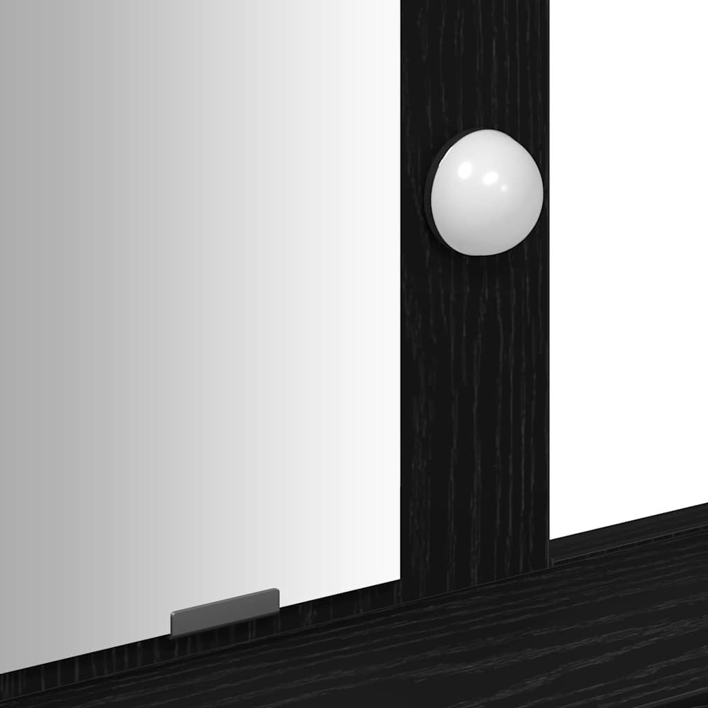 Sminkebord med speillys Svart 79 x 41 x 140 cm Konstruert tre