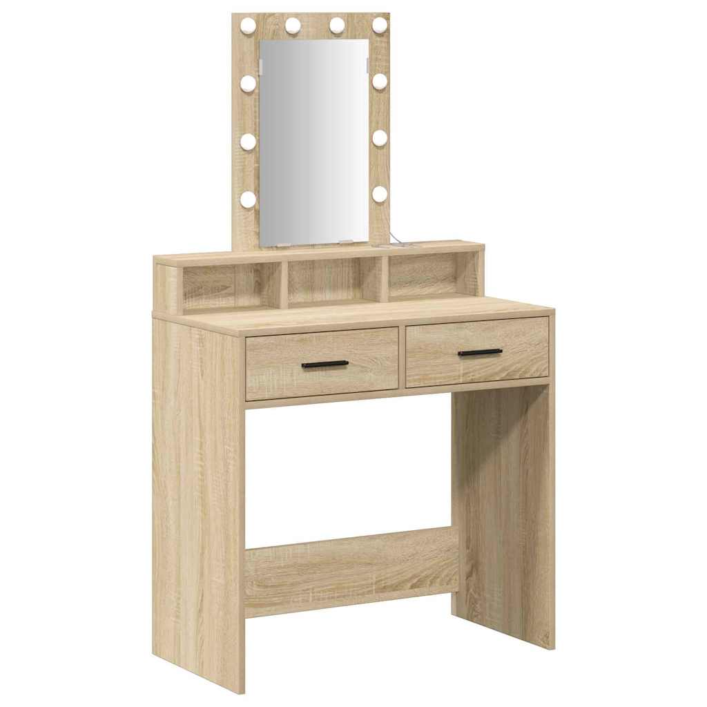 Sminkebord med speillys Brun 79 x 41 x 140 cm Konstruert tre