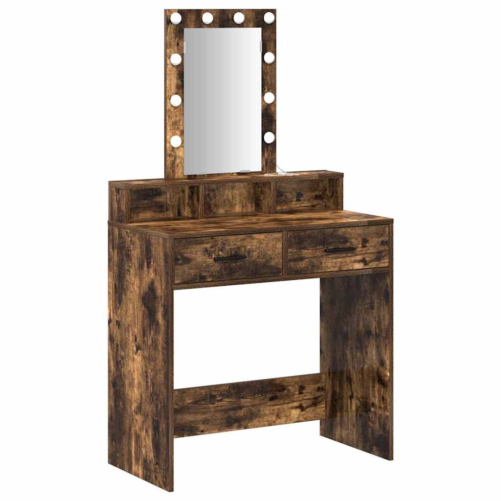 Sminkebord med speillys Brun 79 x 41 x 140 cm Konstruert tre