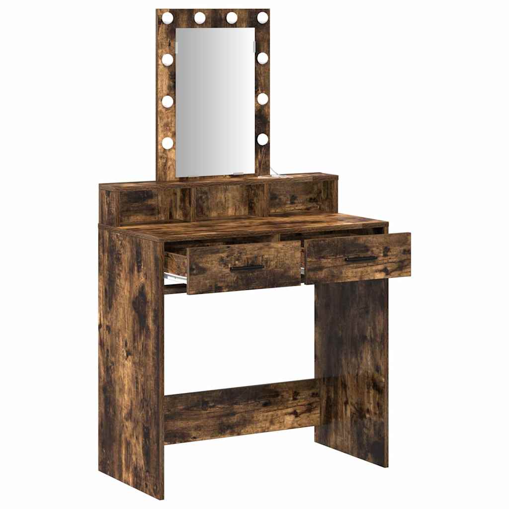 Sminkebord med speillys Brun 79 x 41 x 140 cm Konstruert tre