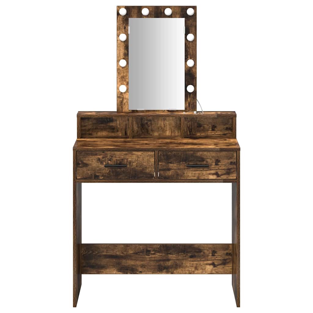 Sminkebord med speillys Brun 79 x 41 x 140 cm Konstruert tre