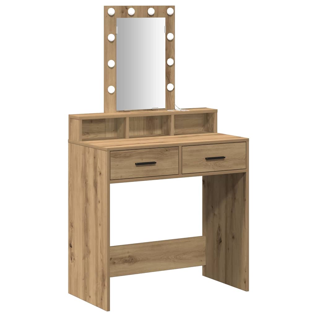 Sminkebord med speillys Brun 79 x 41 x 140 cm Konstruert tre