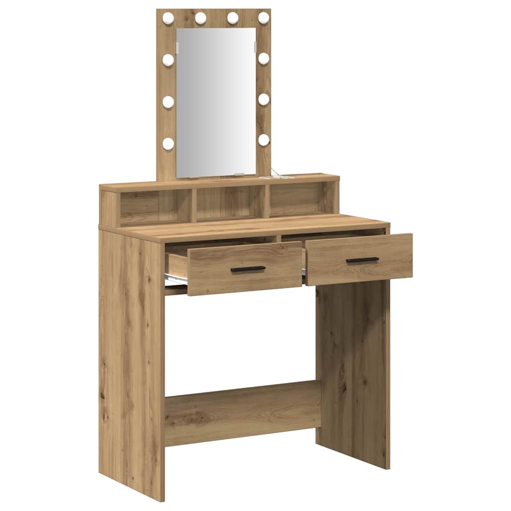 Sminkebord med speillys Brun 79 x 41 x 140 cm Konstruert tre