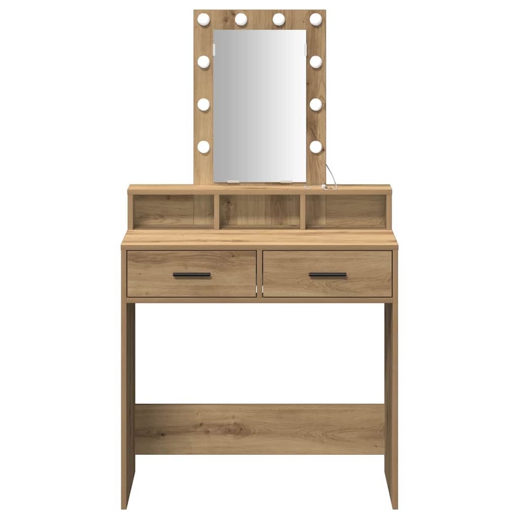 Sminkebord med speillys Brun 79 x 41 x 140 cm Konstruert tre