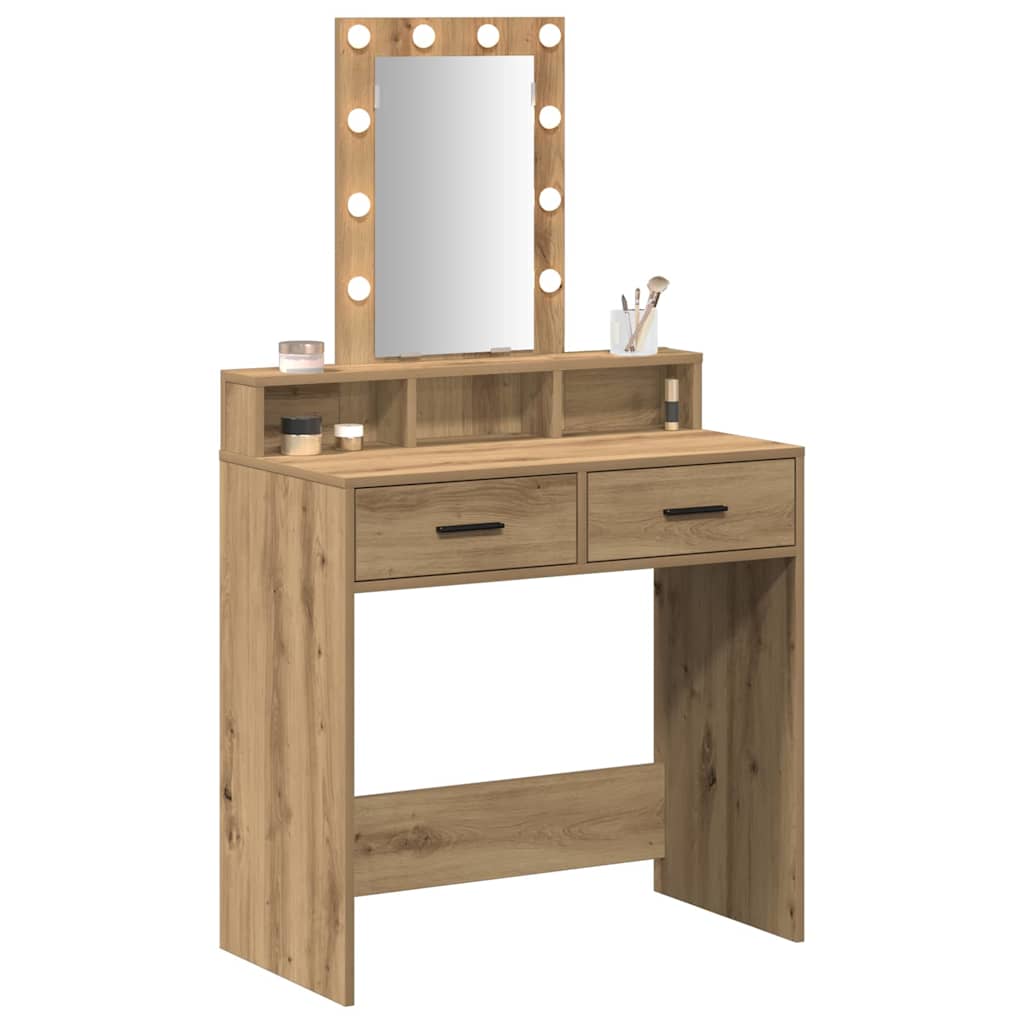 Sminkebord med speillys Brun 79 x 41 x 140 cm Konstruert tre
