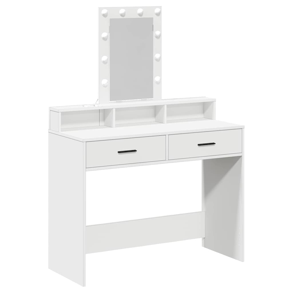 Sminkebord med speillys Hvit 100 x 41 x 140 cm Konstruert tre