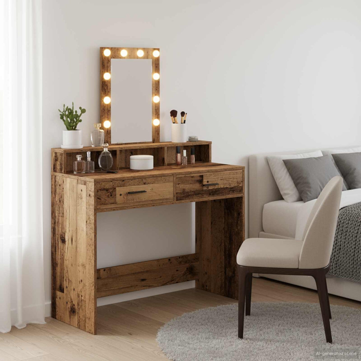Sminkebord med speillys Brun 100 x 41 x 140 cm Konstruert tre