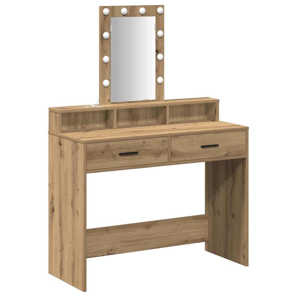Sminkebord med speillys Brun 100 x 41 x 140 cm Konstruert tre