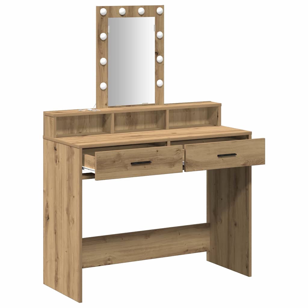 Sminkebord med speillys Brun 100 x 41 x 140 cm Konstruert tre
