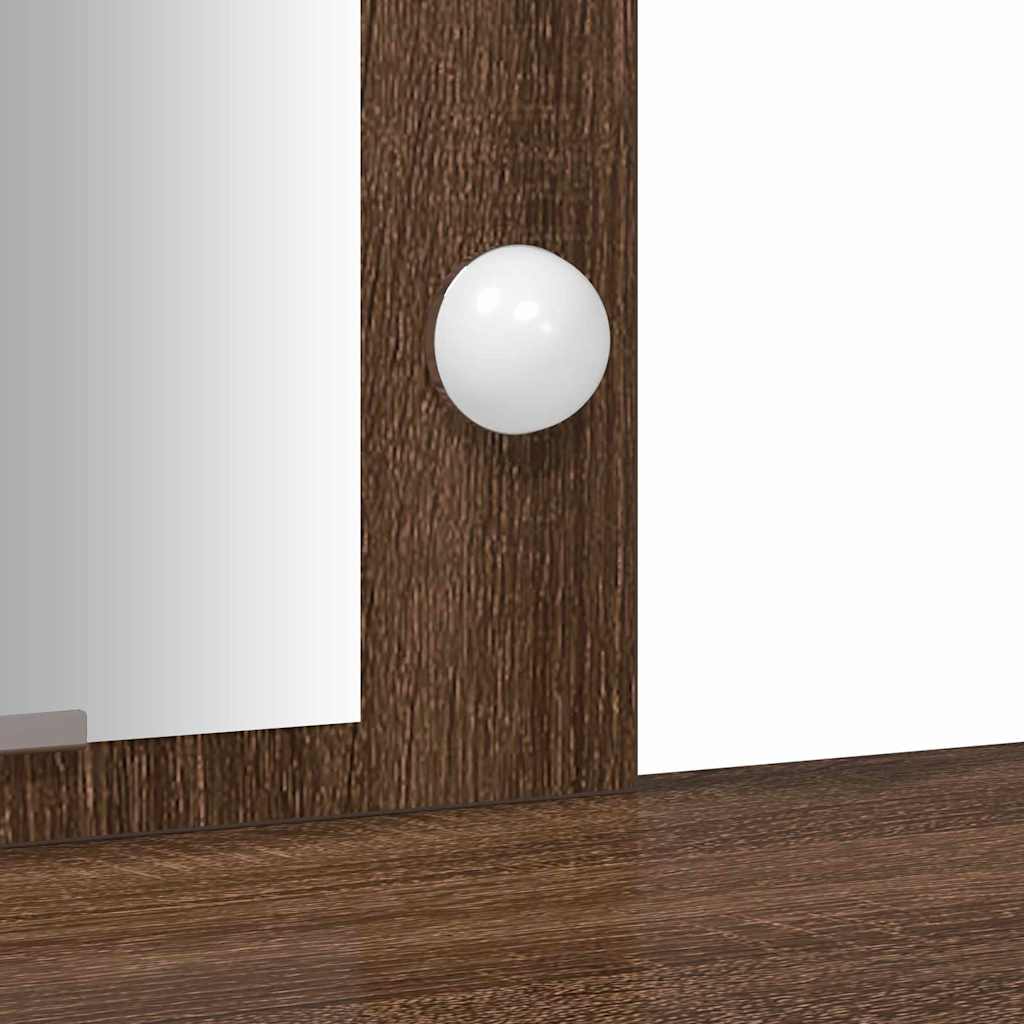 Sminkebord med speillys Brun 102 x 33 x 135 cm Konstruert tre
