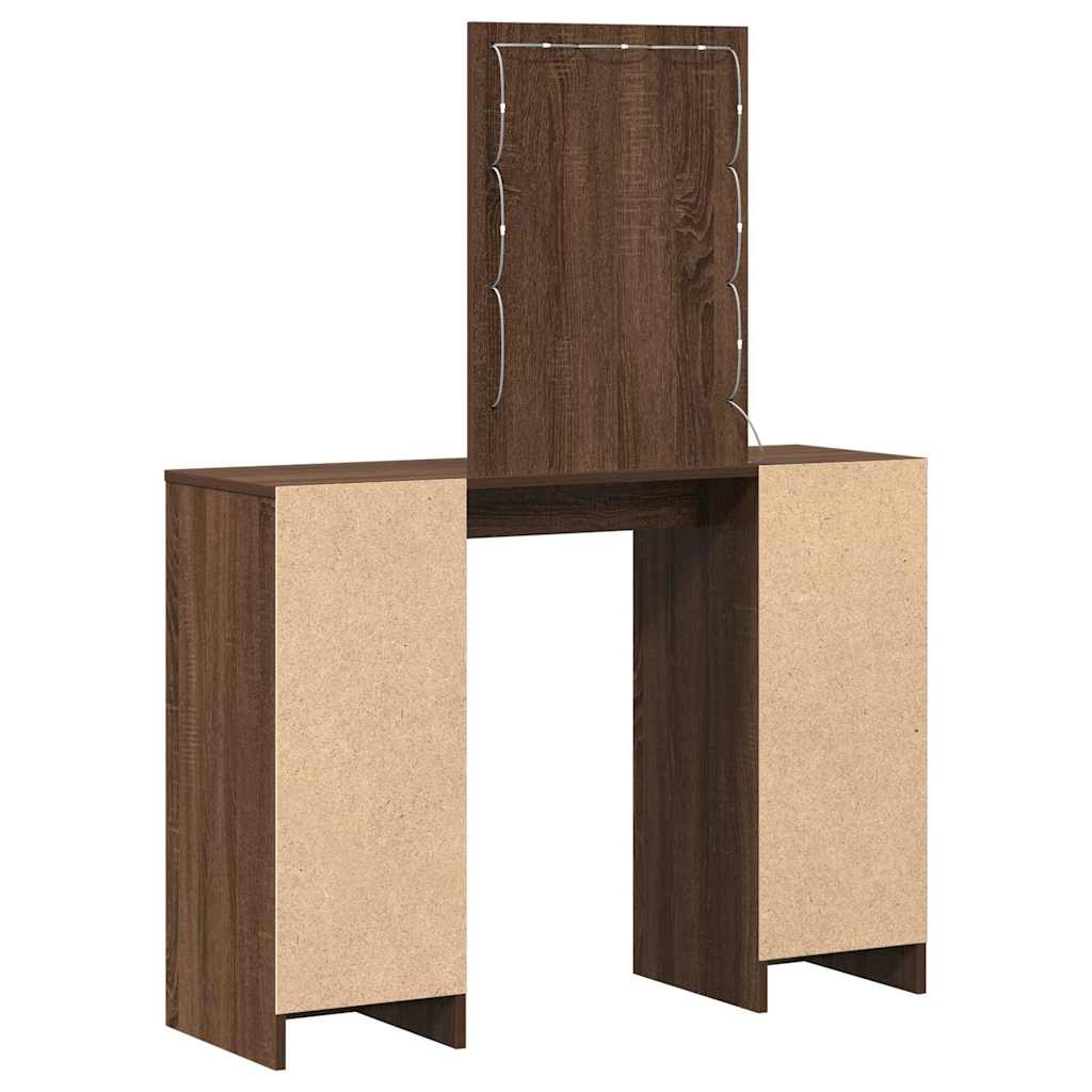 Sminkebord med speillys Brun 102 x 33 x 135 cm Konstruert tre