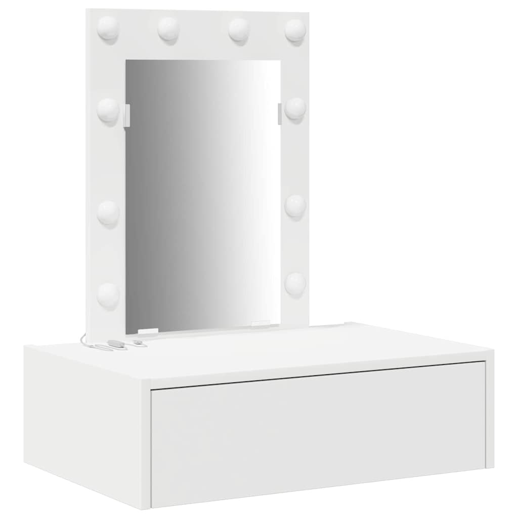 Sminkebord med speillys Hvit 60 x 40 x 70 cm Konstruert tre