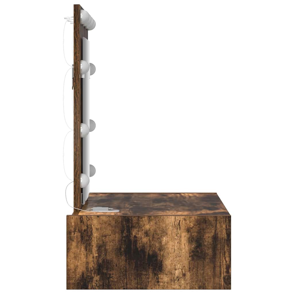 Sminkebord med speillys Brun 60 x 40 x 70 cm Konstruert tre