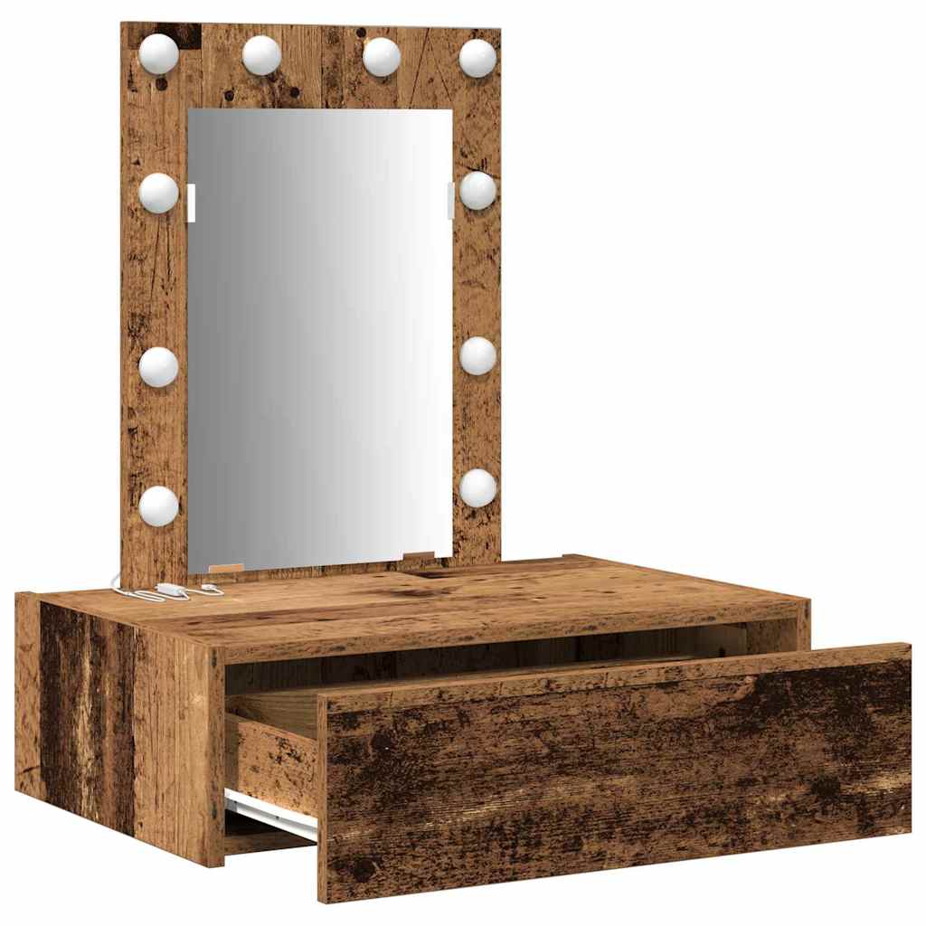 Sminkebord med speillys Brun 60 x 40 x 70 cm Konstruert tre