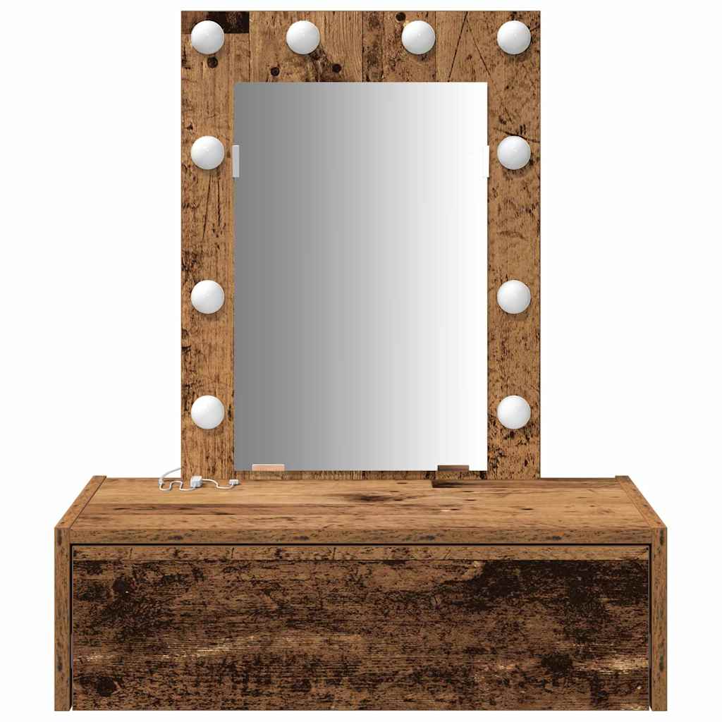 Sminkebord med speillys Brun 60 x 40 x 70 cm Konstruert tre