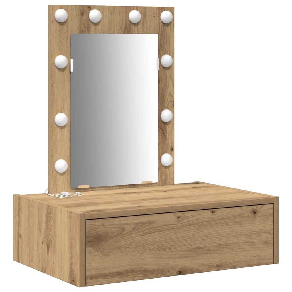Sminkebord med speillys Brun 60 x 40 x 70 cm Konstruert tre