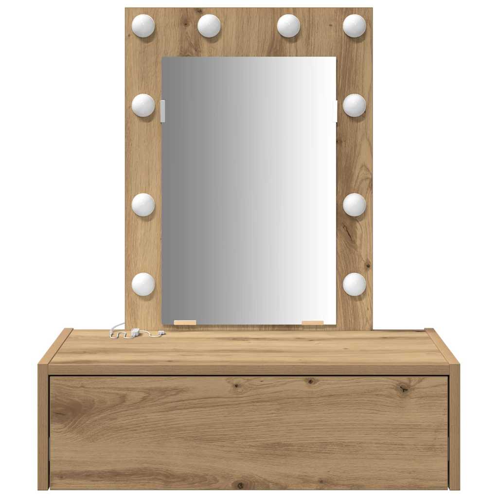 Sminkebord med speillys Brun 60 x 40 x 70 cm Konstruert tre