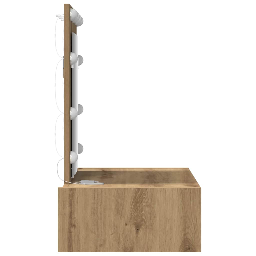 Sminkebord med speillys Brun 60 x 40 x 70 cm Konstruert tre
