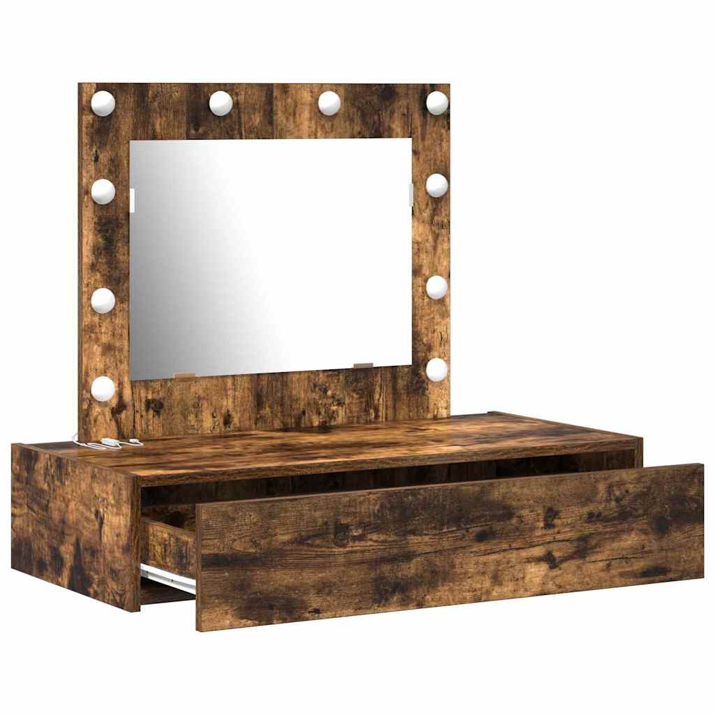 Sminkebord med speillys Brun 83 x 40 x 70 cm Konstruert tre