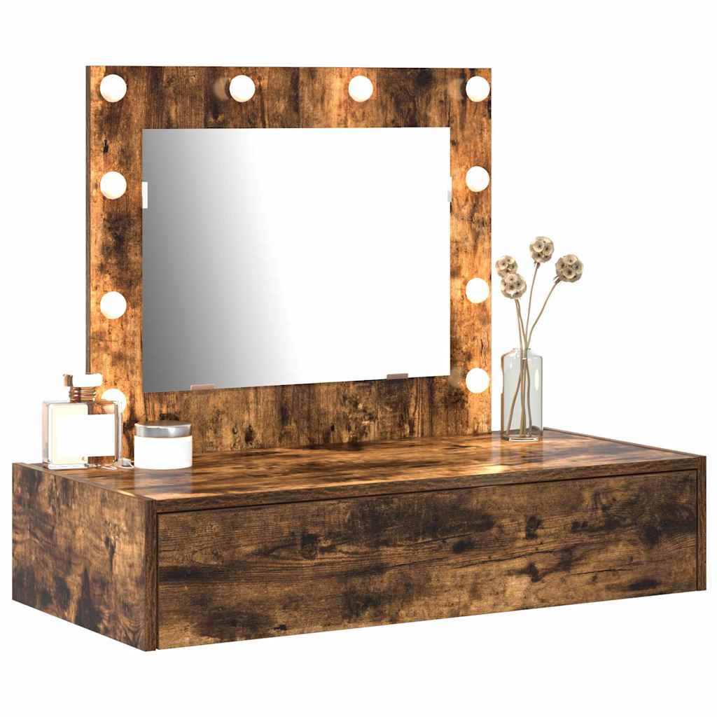 Sminkebord med speillys Brun 83 x 40 x 70 cm Konstruert tre