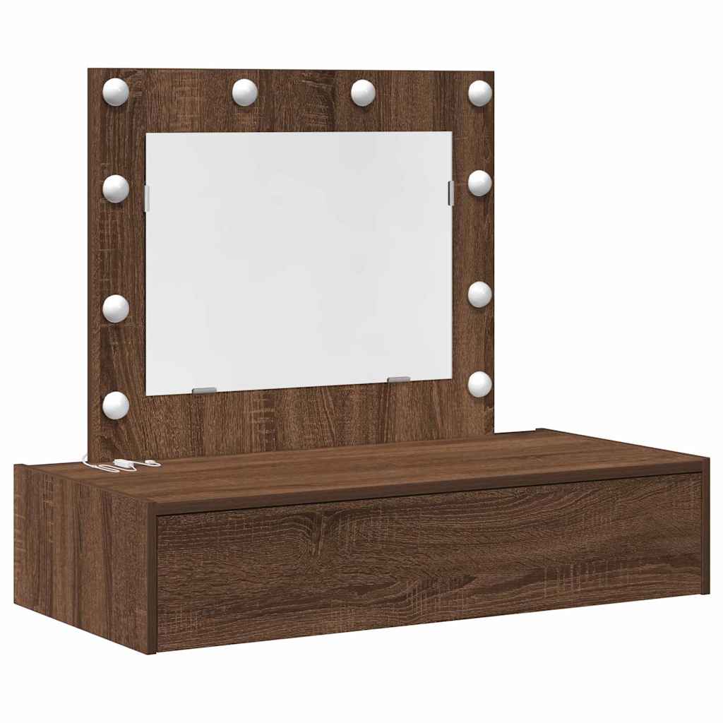 Sminkebord med speillys Brun 83 x 40 x 70 cm Konstruert tre