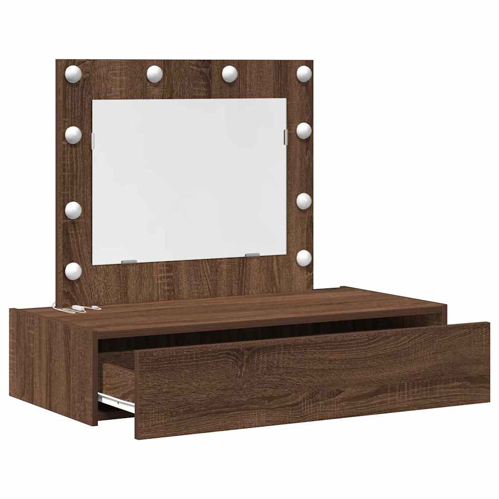 Sminkebord med speillys Brun 83 x 40 x 70 cm Konstruert tre