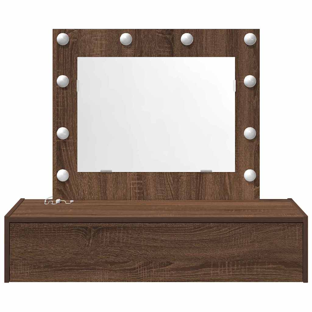 Sminkebord med speillys Brun 83 x 40 x 70 cm Konstruert tre