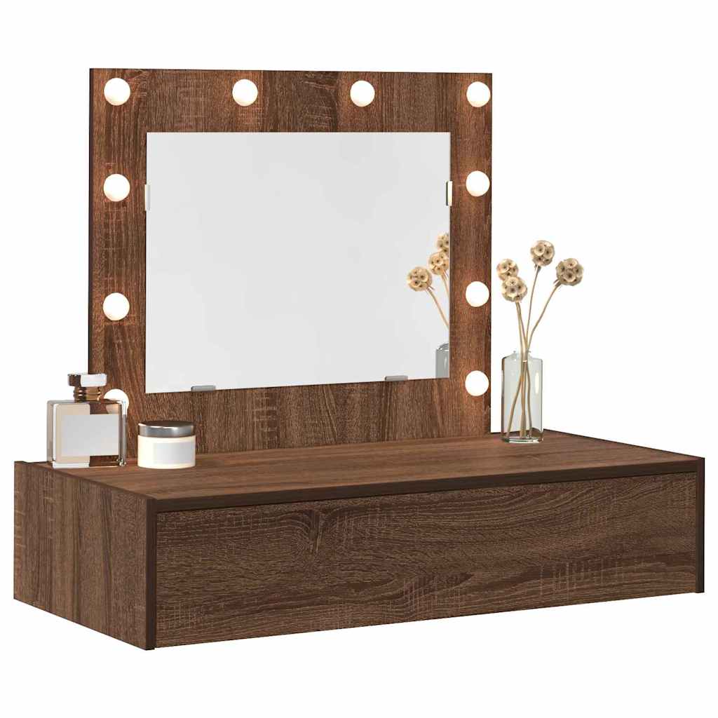 Sminkebord med speillys Brun 83 x 40 x 70 cm Konstruert tre