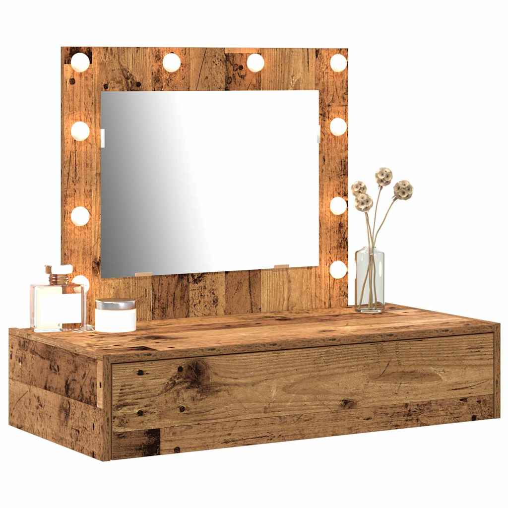Sminkebord med speillys Brun 83 x 40 x 70 cm Konstruert tre