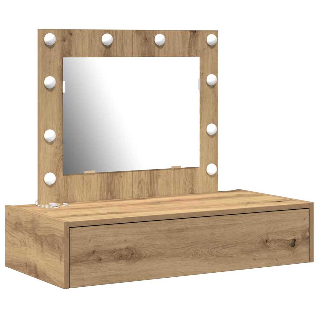 Sminkebord med speillys Brun 83 x 40 x 70 cm Konstruert tre