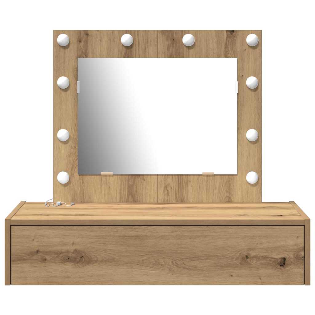 Sminkebord med speillys Brun 83 x 40 x 70 cm Konstruert tre