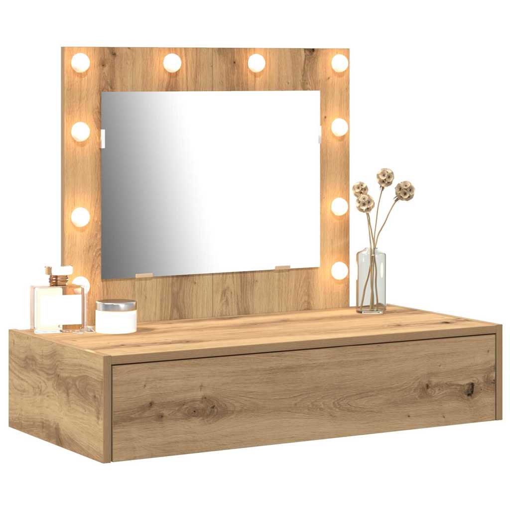 Sminkebord med speillys Brun 83 x 40 x 70 cm Konstruert tre