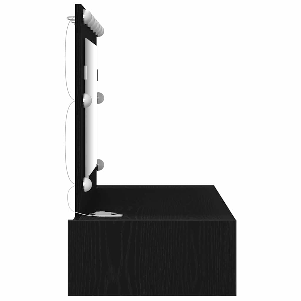 Sminkebord med speillys Svart 100 x 40 x 70 cm Konstruert tre